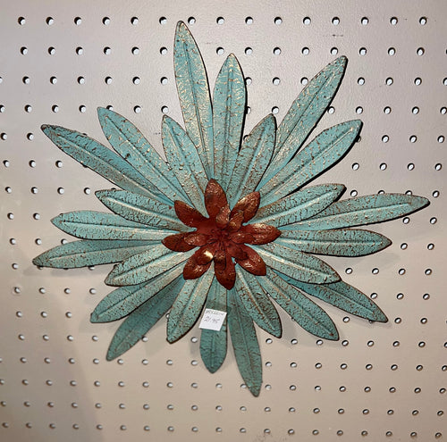 Hanging Teal Metal Flower
