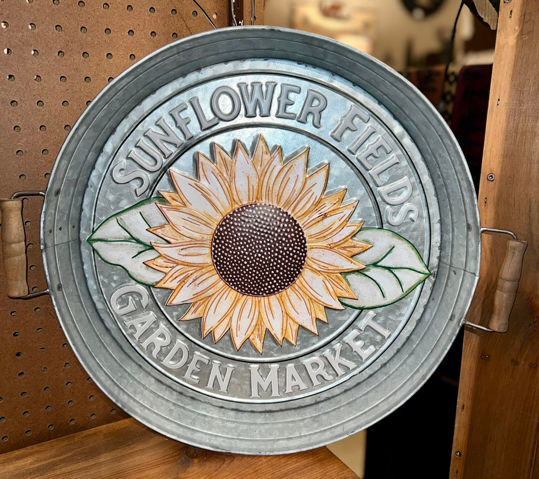 Large Tin Sunflower Tray